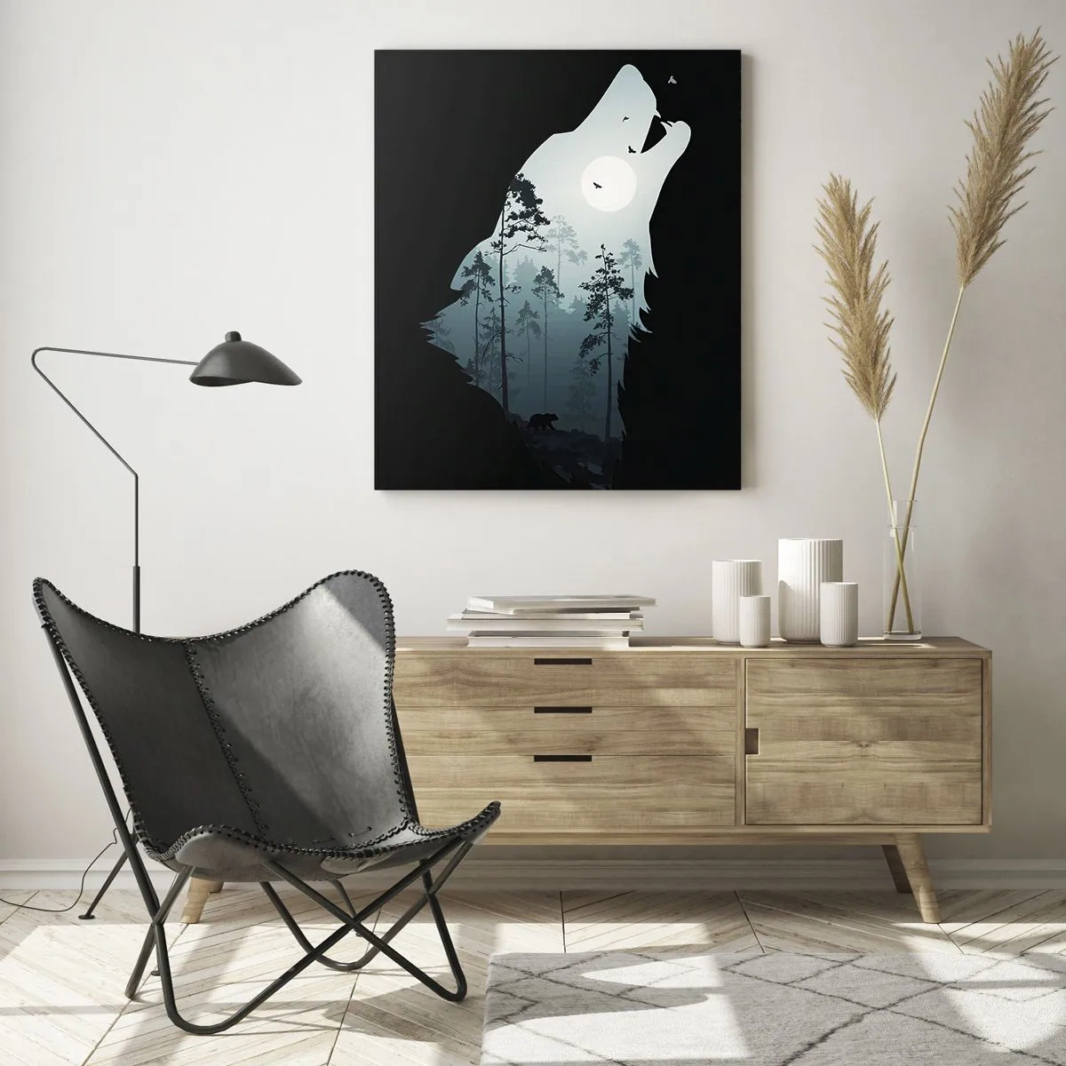 Glastavla - Bild på glas - Skogsnattens röst - 70x100 cm