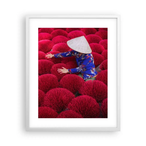 Affisch i vit ram - På ett risfält - 40x50 cm