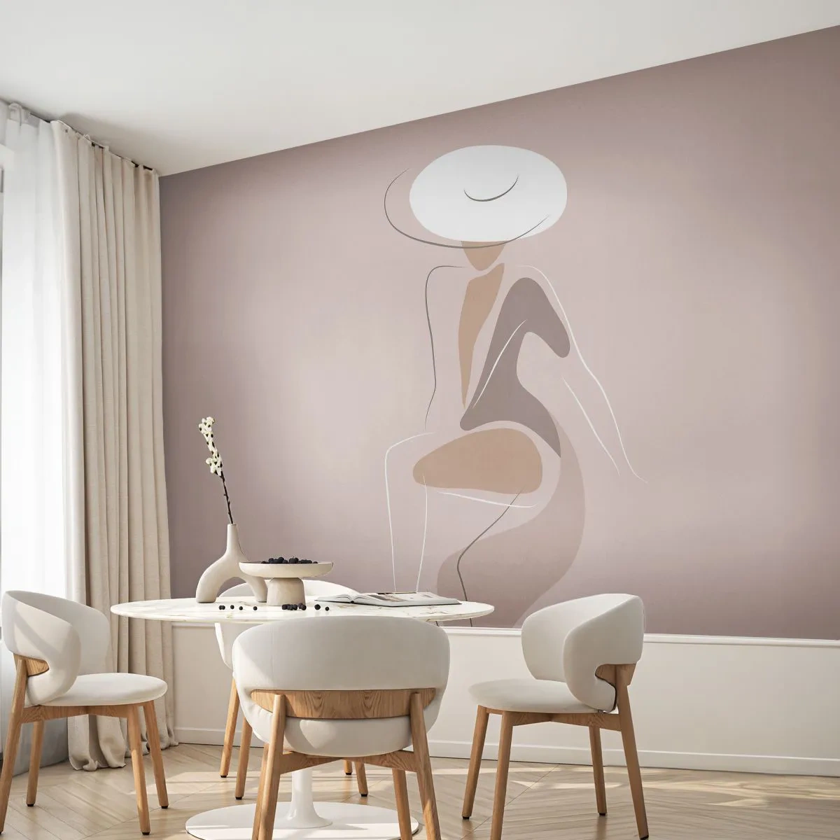 Fototapet Premium Sand - Att vara dam - Grafik, Kvinna, Kvinna I En Hatt - 100x70 cm