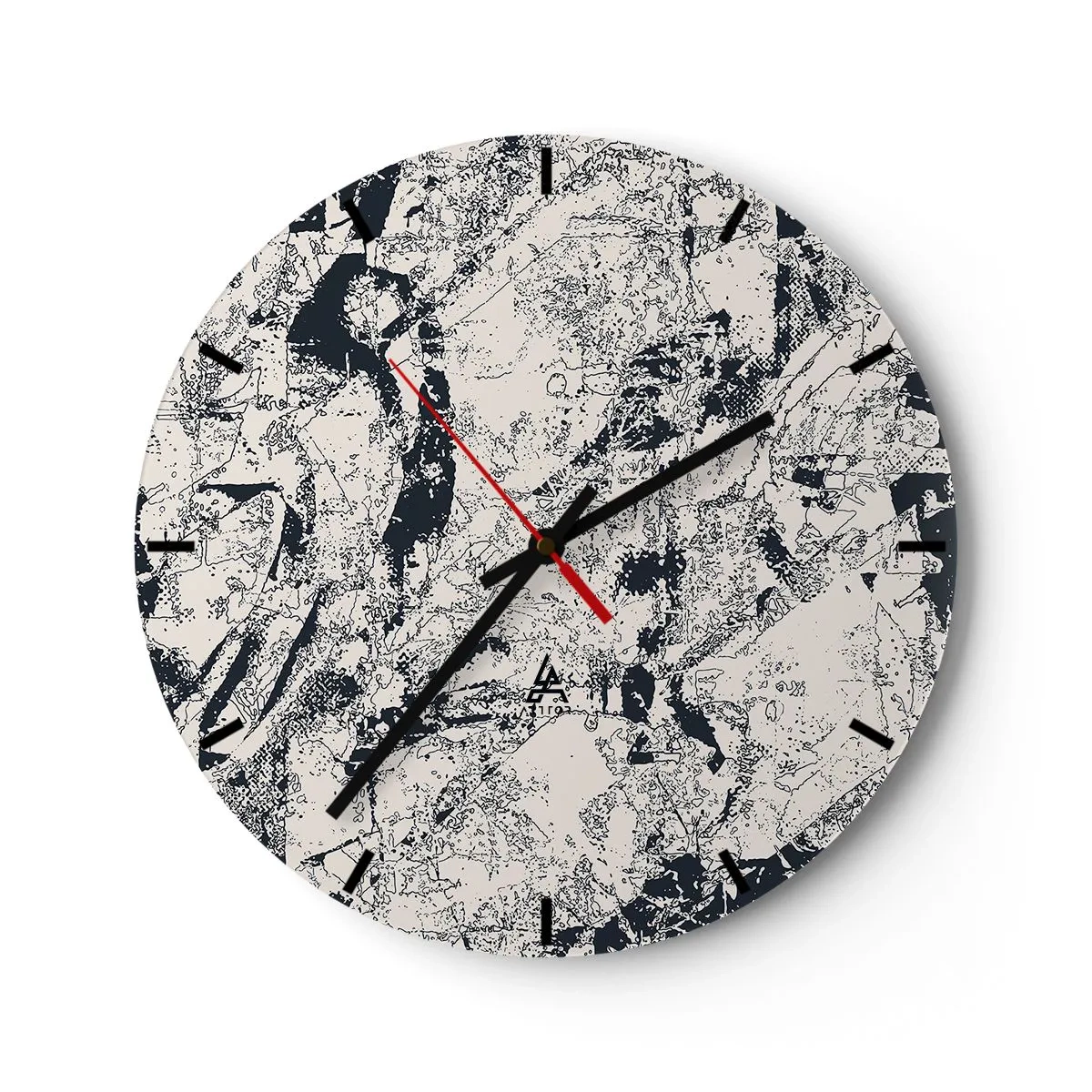 Väggklocka - Klocka på glas - Abstrakt komposition i nyanser av svart och grått - 30x30cm - Motsatsernas interpenetration - Modern väggdekoration för vardagsrum, kök och sovrum ARTTOR