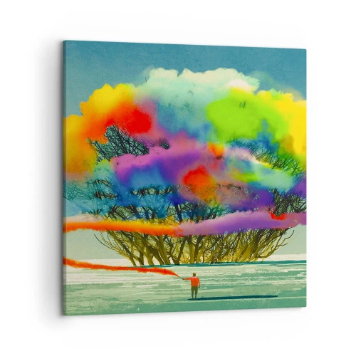 Canvastavla - Bild på duk - Liva upp världen - 50x50 cm