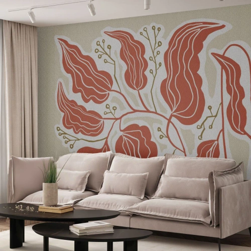 Självhäftande Fototapet Deluxe Sticker - Folkligt och naturligt - Boho, Botanisk, Blommor - 200x140 cm