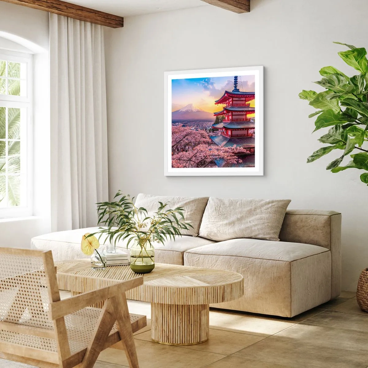 Affisch i vit ram - Essens av den japanska andan - 50x50 cm