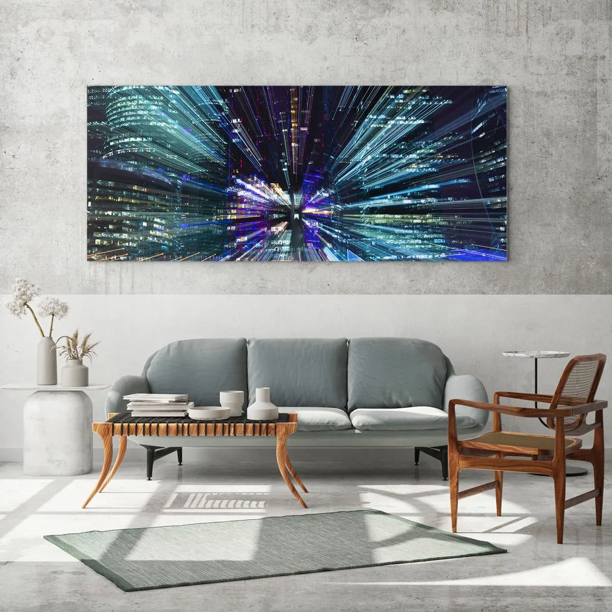 Glastavla - Bild på glas - Övergång till hyperrymden - 140x50 cm