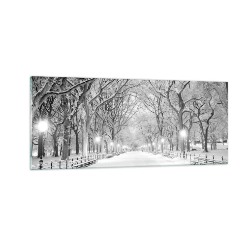 Glastavla - Bild på glas - De fyra årstiderna - vinter - 100x40 cm