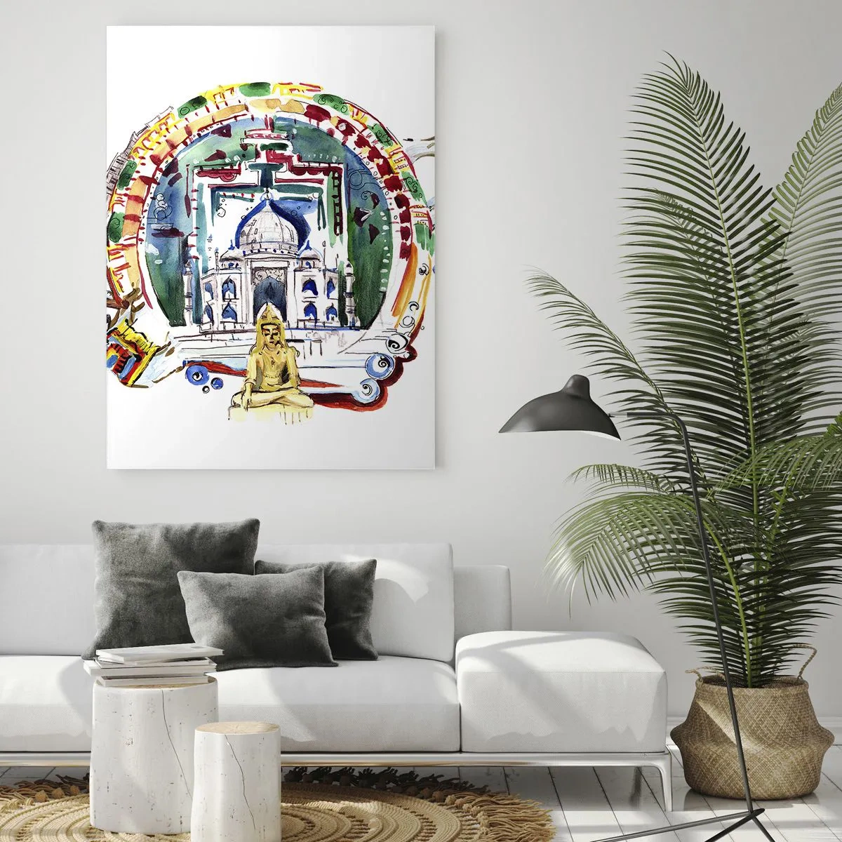 Glastavla - Bild på glas - Indiska världsbalansen - 80x120 cm