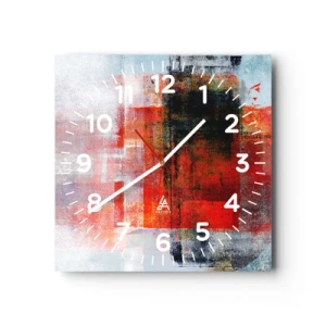 Väggklocka - Klocka på glas - Glödande komposition - 40x40 cm