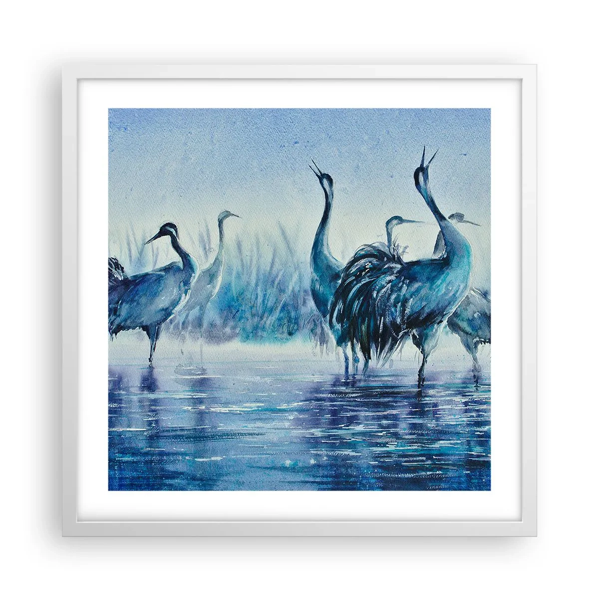 Affisch i vit ram - Morgonmöte - 50x50 cm