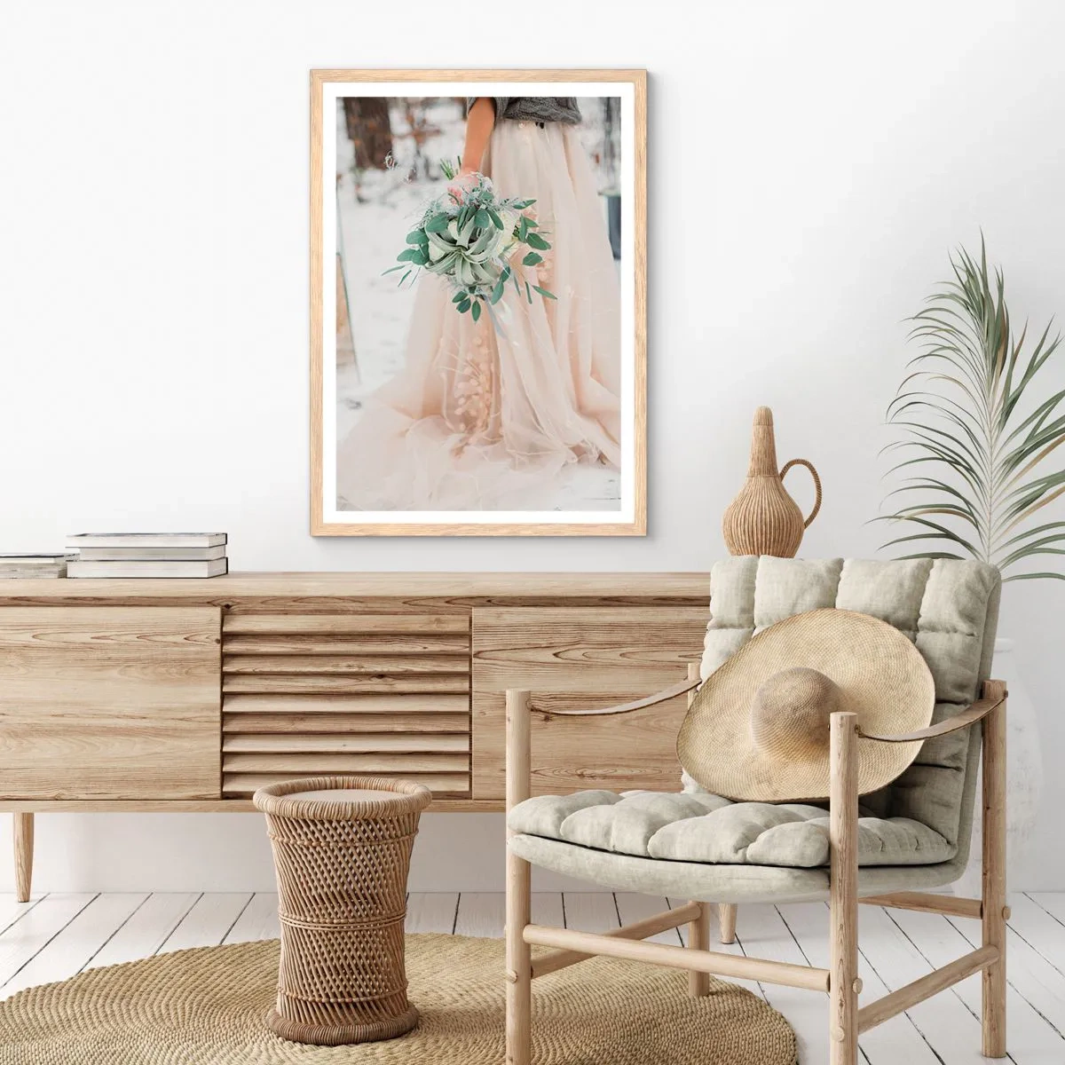 Affisch i ram av ljusek - Och så levde de lyckliga i alla sina dagar - 40x50 cm