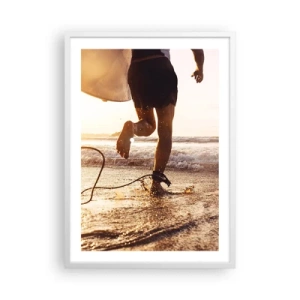 Affisch i vit ram - Möta vågorna - 50x70 cm