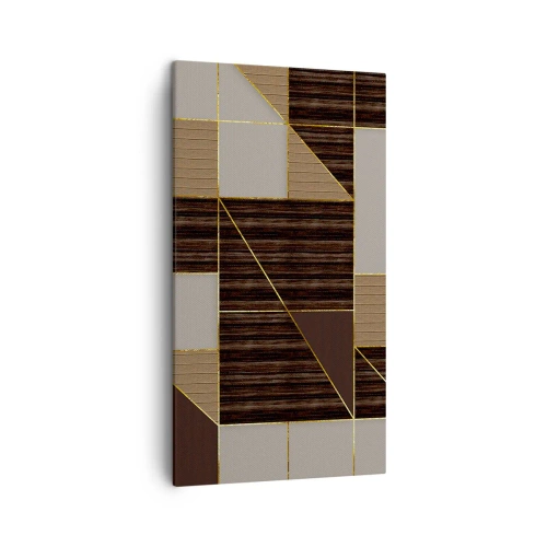 Canvastavla - Bild på duk - Mosaik av brun och guld - 45x80 cm