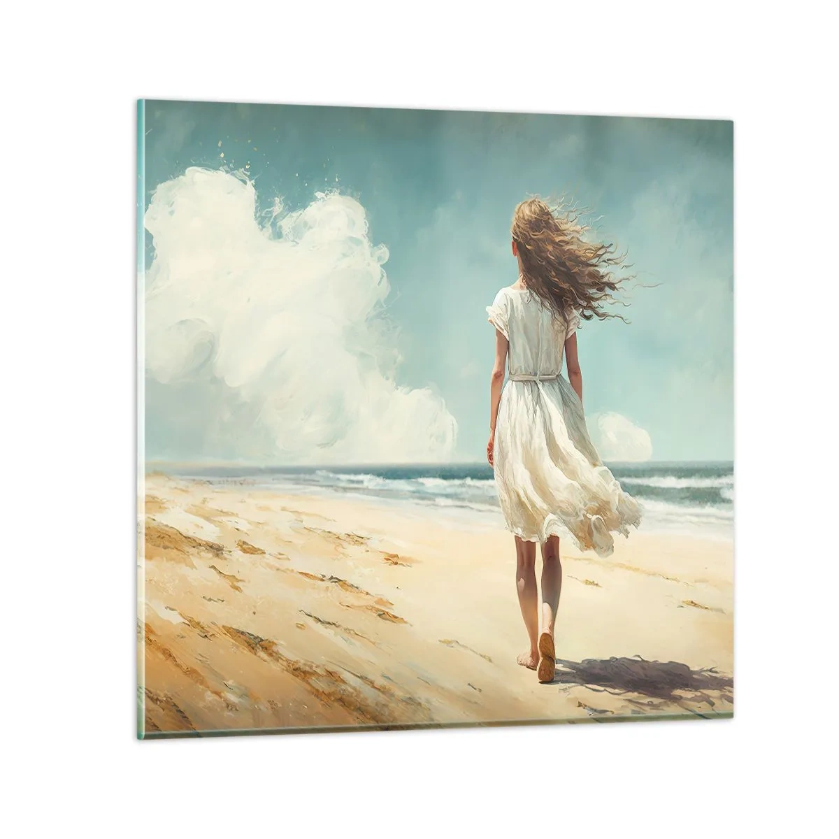 Glastavla - Bild på glas - Att möta solen och vinden - 70x70 cm