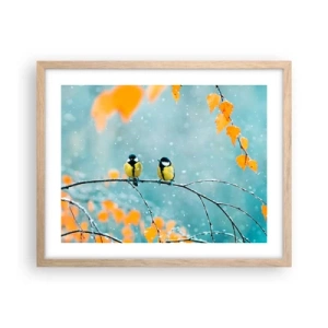 Affisch i ram av ljusek - Fåglarnas skvaller - 50x40 cm