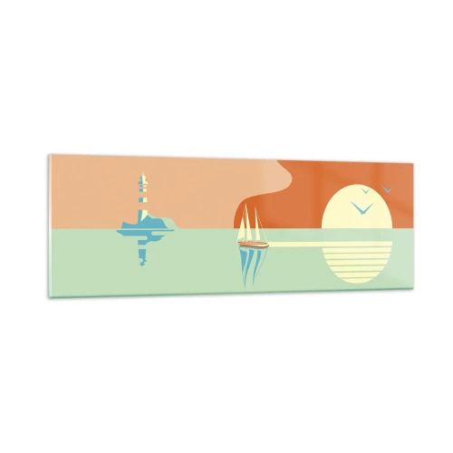 Glastavla - Bild på glas - Perfekt havslandskap - 90x30 cm