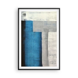 Affisch i svart ram - Poetisk komposition av grått och blått - 61x91 cm