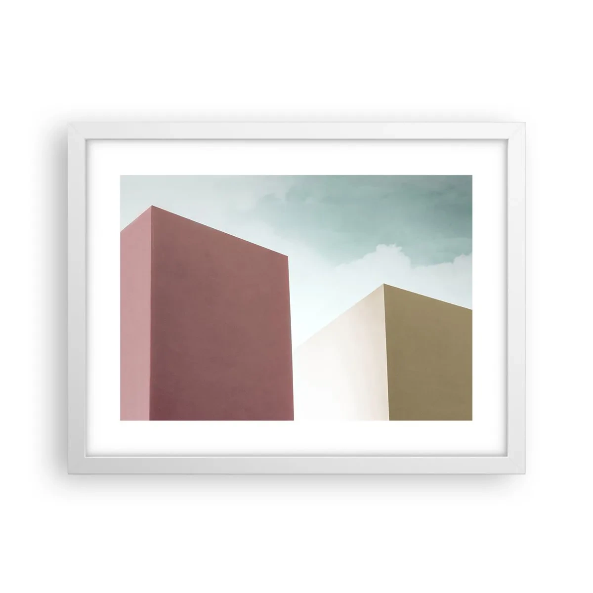 Affisch i vit ram - Geometri av en solig sommar - 40x30 cm