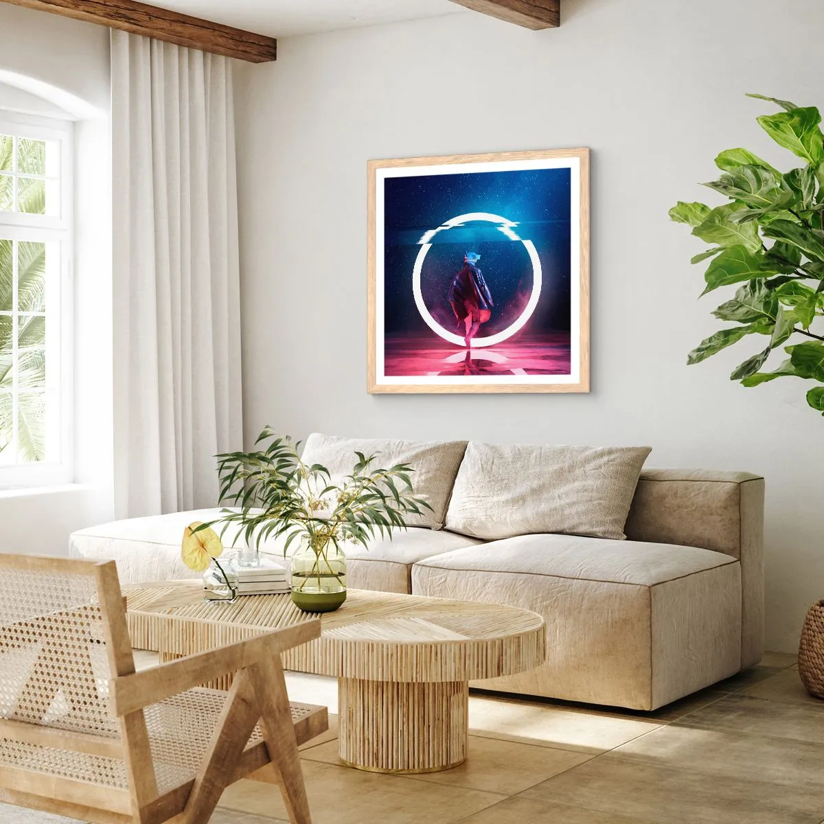 Affisch i ram av ljusek - Mellan världar - 60x60 cm