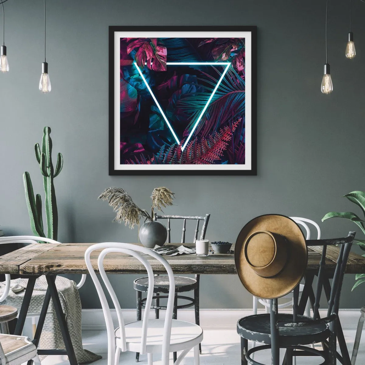 Affisch i svart ram - Trädgård i retrostil - 60x60 cm