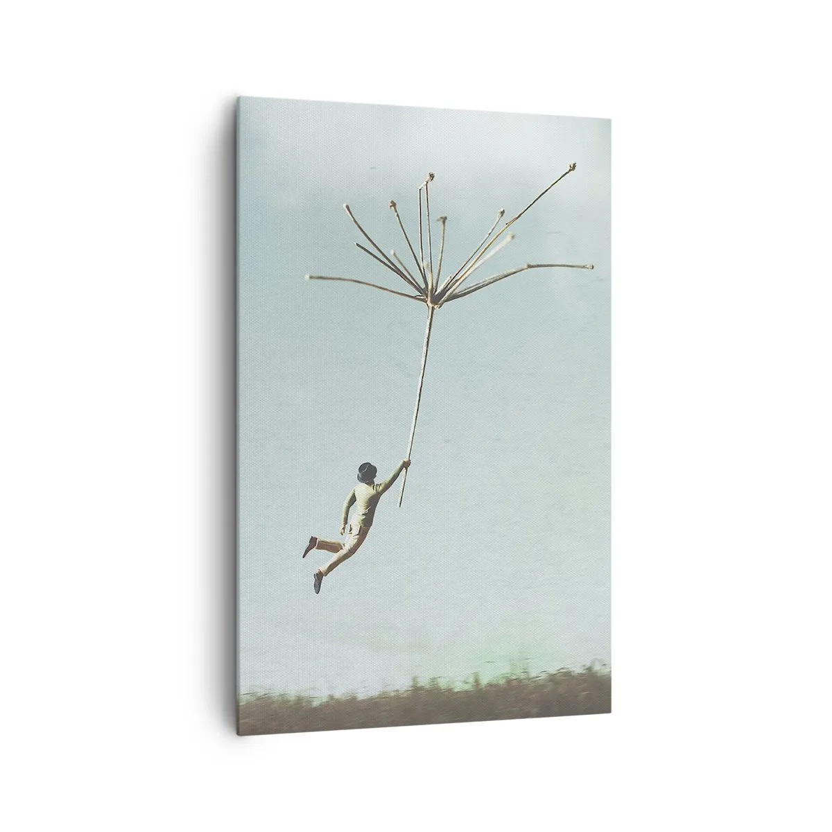 Canvastavla - Bild på duk - Drakar, maskrosor, vind - 80x120 cm