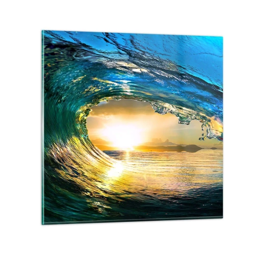 Glastavla - Bild på glas - I smaragd-guld kristall - 40x40 cm