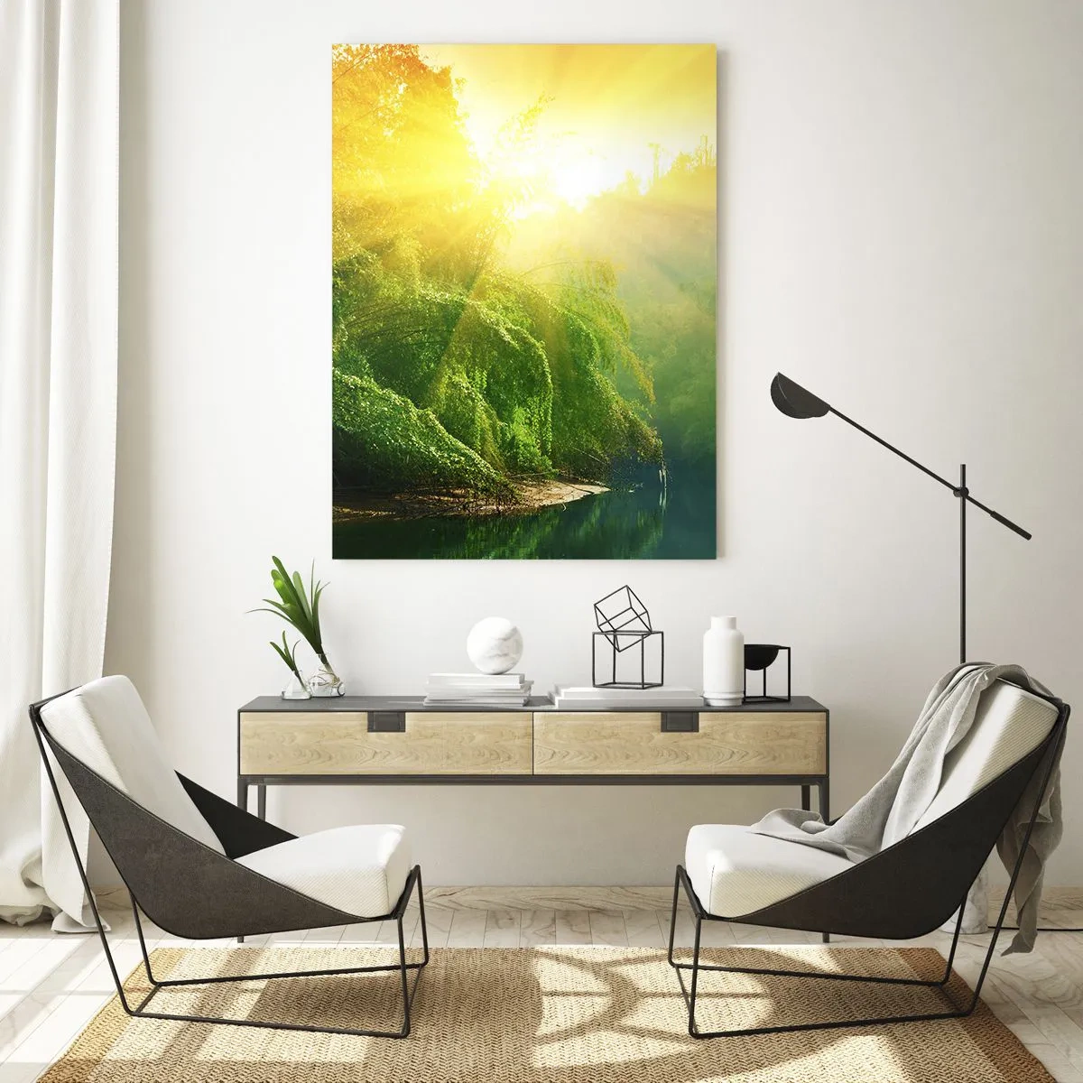 Glastavla - Bild på glas - Sjunka i solen och skuggan - 50x70 cm