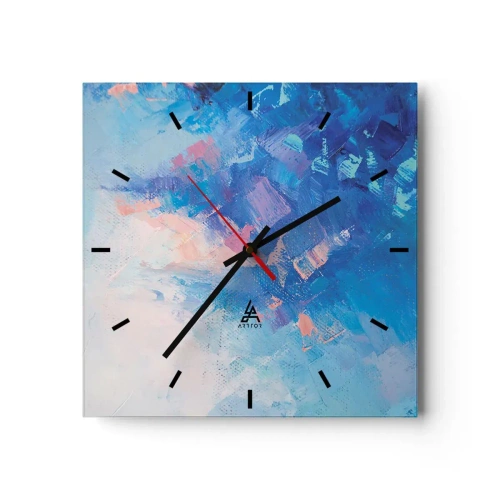 Väggklocka - Klocka på glas - Vinterabstraktion - 30x30 cm