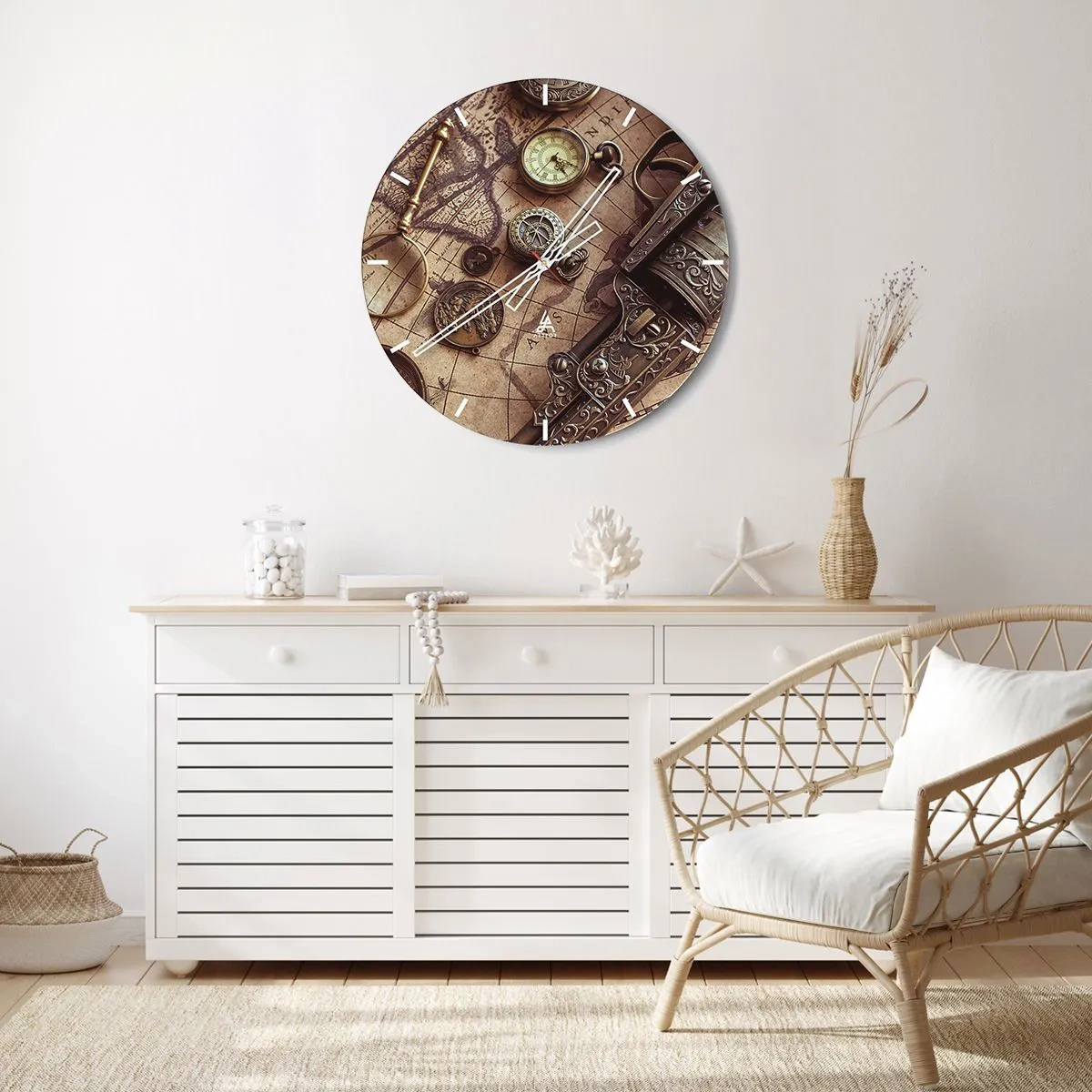 Väggklocka - Klocka på glas - Äventyret kallar - 30x30 cm