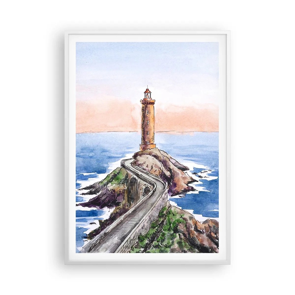 Affisch i vit ram - Vänd mot havet - 70x100 cm