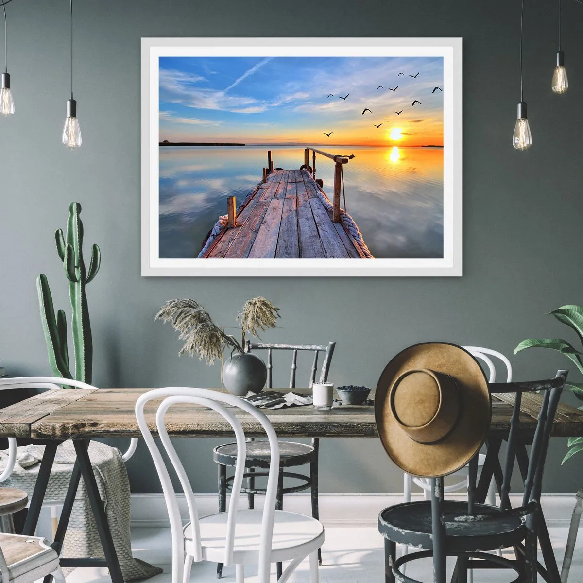 Affisch i vit ram - Gå mot solen - 100x70 cm