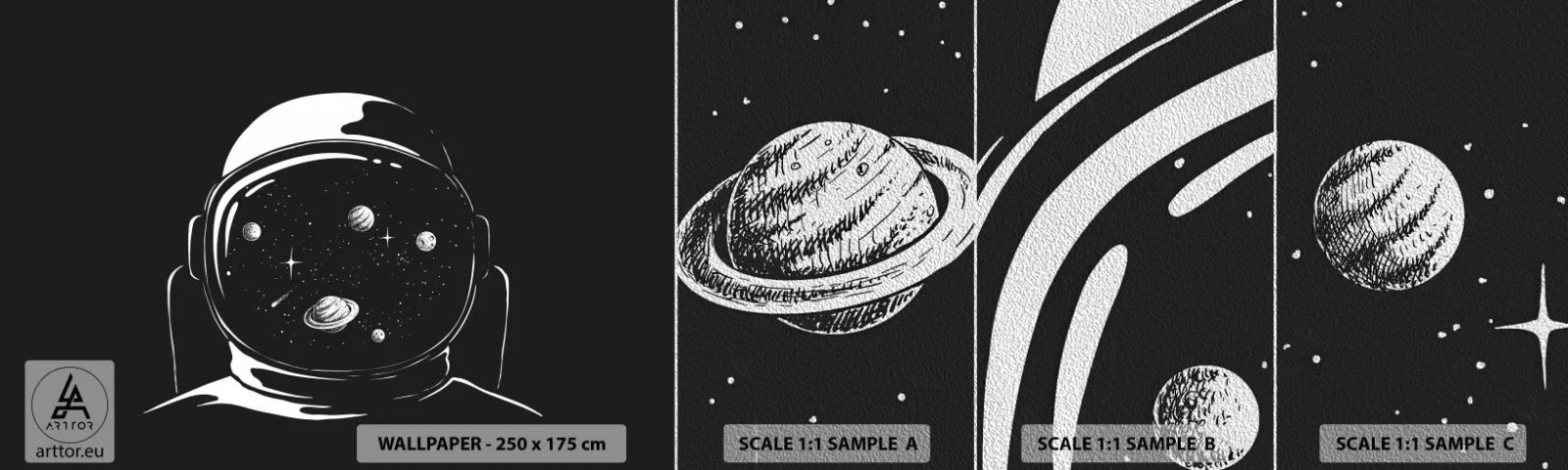 Provbit av fototapet Premium Sand - Fin utsikt - Astronaut, Kosmos, Universum - 100x30 cm