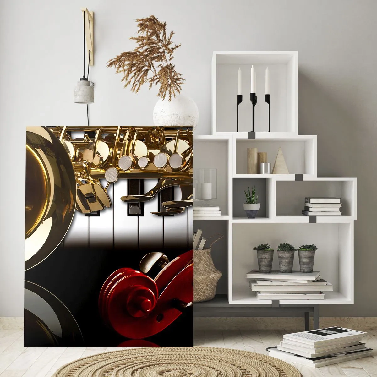 Glastavla - Bild på glas - Plåt, trä och elfenben - 70x100 cm