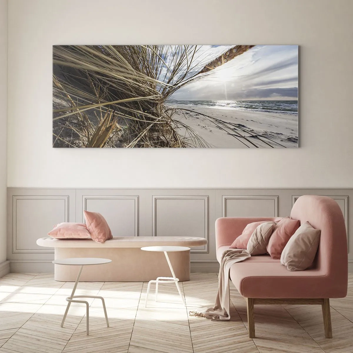 Glastavla - Bild på glas - Elementens möte - 120x50 cm
