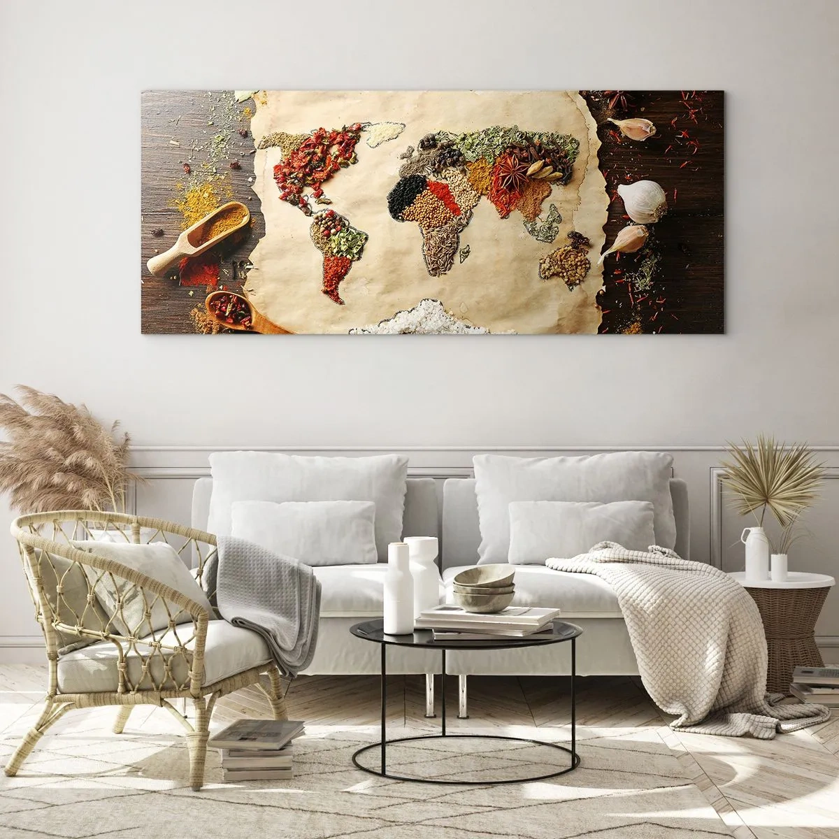 Glastavla - Bild på glas - Världens alla smaker - 120x50 cm