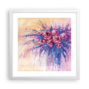 Affisch i vit ram - Rosfontän - 40x40 cm