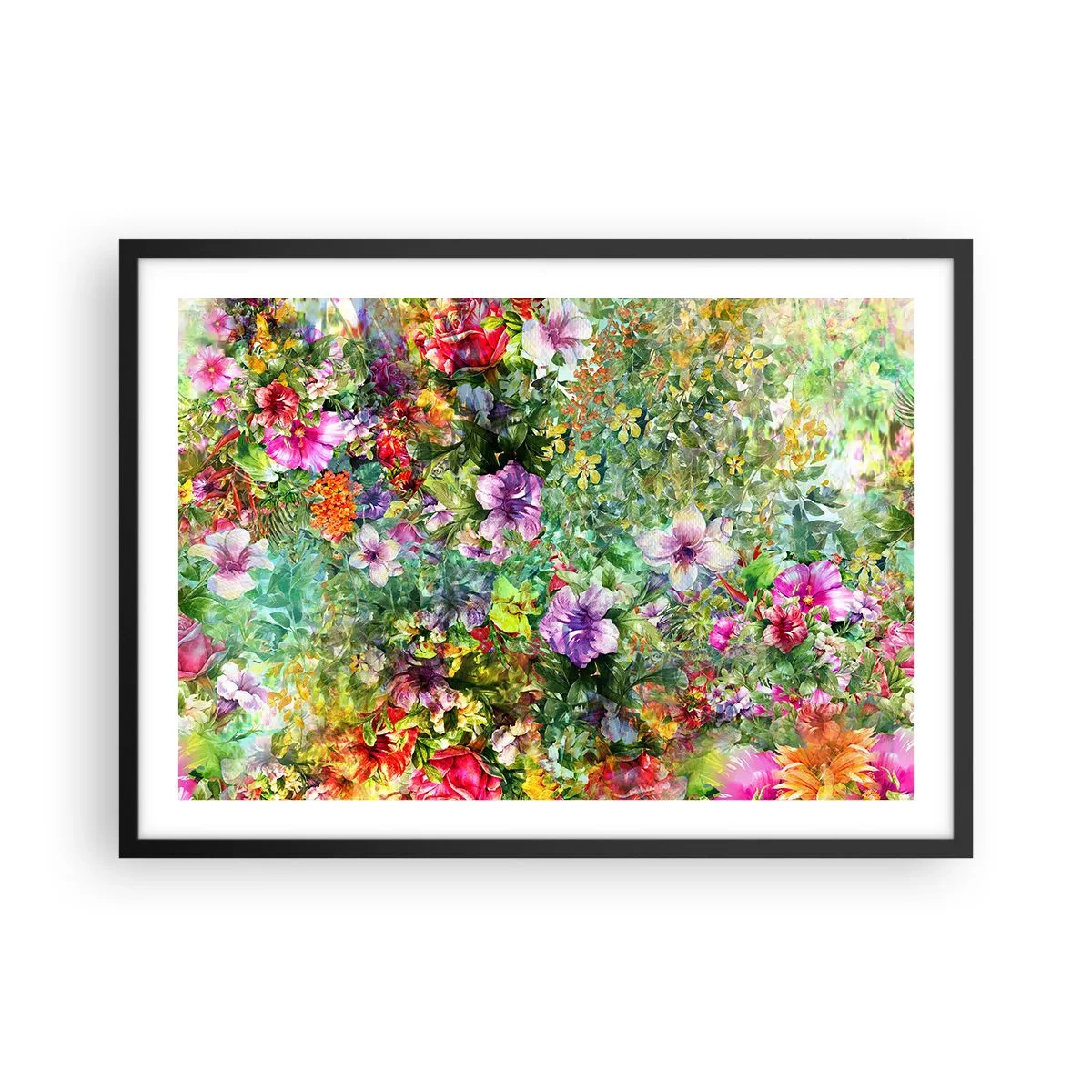 Affisch i svart ram - Ta en dopp i blommorna - 70x50 cm