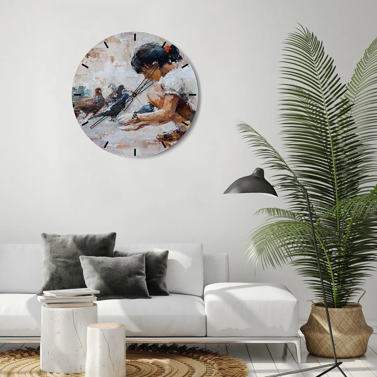 Väggklocka - Klocka på glas - Minst och gulligast - 40x40 cm