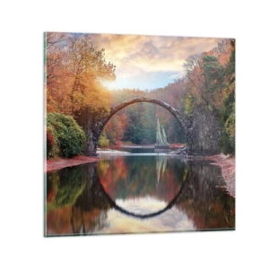 Glastavla - Bild på glas - På andra sidan av spegeln - 70x70 cm