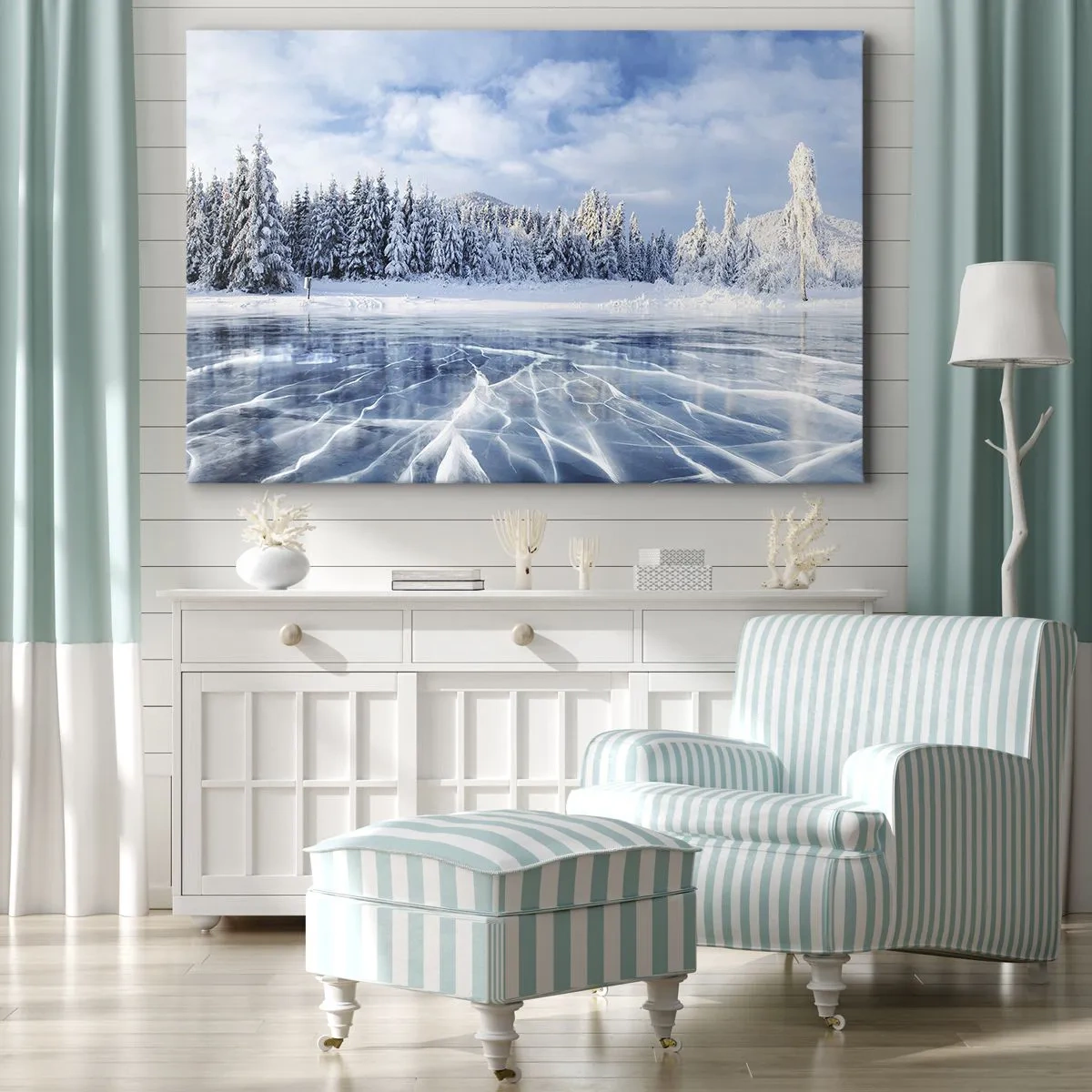 Canvastavla - Bild på duk - Bedårande och kristallisk vy - 120x80 cm
