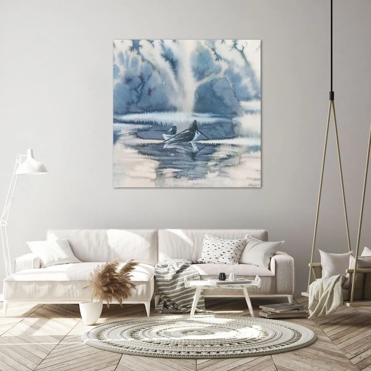 Canvastavla - Bild på duk - Sportfiskare i sitt paradis - 30x30 cm