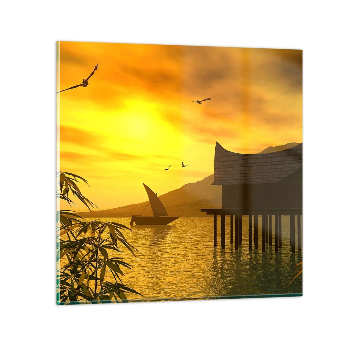 Glastavla - Bild på glas - Efterlängtad ro - 70x70 cm