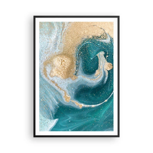 Affisch i svart ram - Guld- och turkosvirvel - 70x100 cm