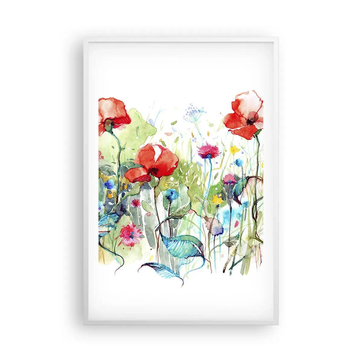Affisch i vit ram - Majblommande äng - 61x91 cm