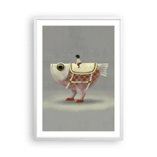 Affisch i vit ram - Fiskryttare - 50x70 cm