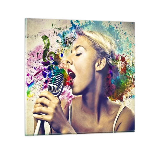 Glastavla - Bild på glas - Måla världen med rösten - 30x30 cm