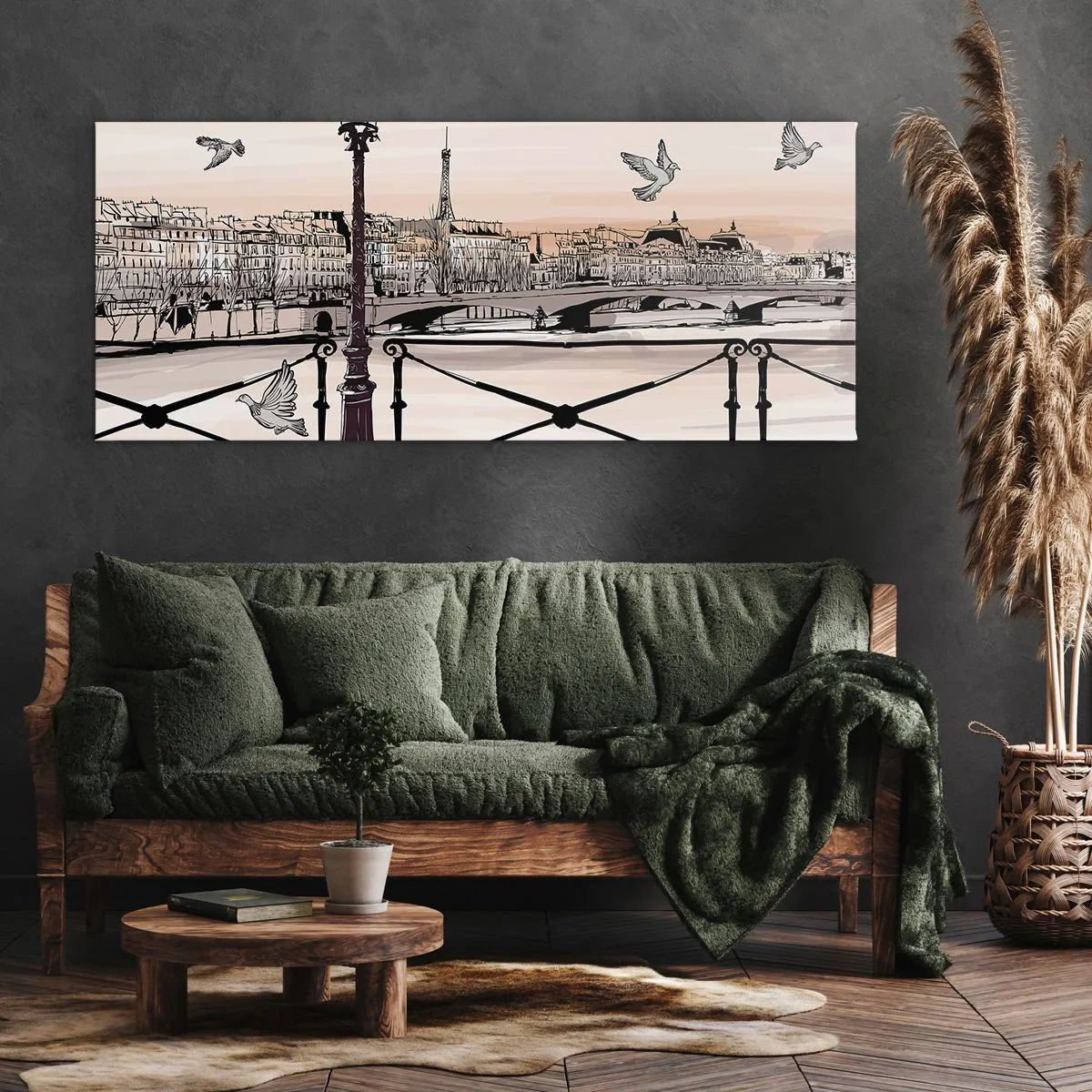Canvastavla - Bild på duk - Över Paris tak - 100x40 cm