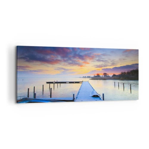 Canvastavla - Bild på duk - Violet-guld ro - 120x50 cm