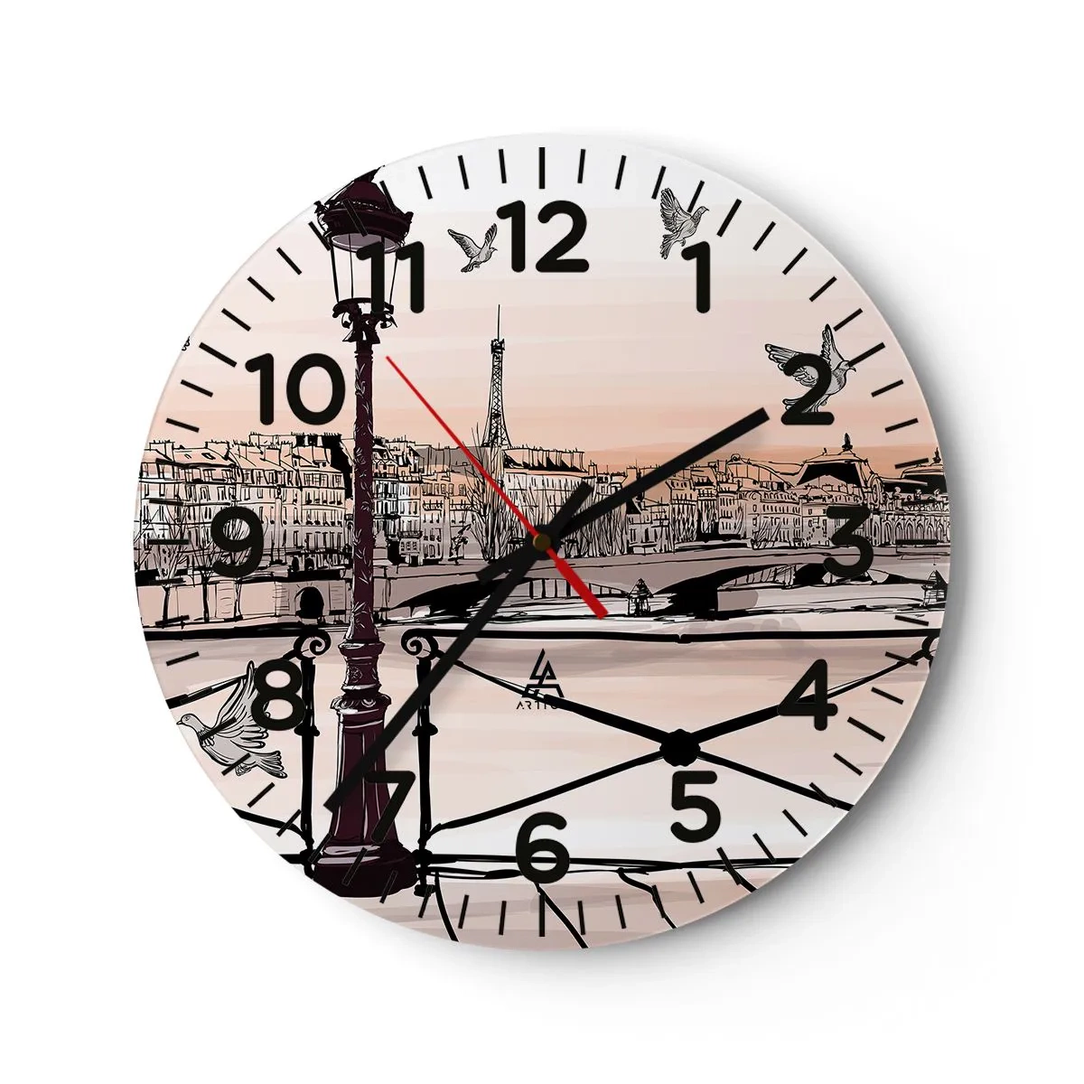 Väggklocka - Klocka på glas - Över Paris tak - 30x30 cm