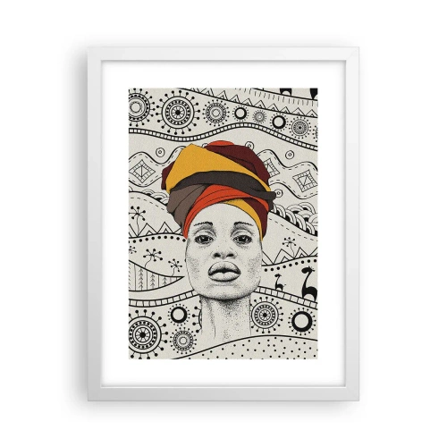 Affisch i vit ram - Afrikanskt porträtt - 30x40 cm