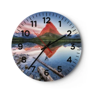 Väggklocka - Klocka på glas - Glöd och kyla - 40x40 cm