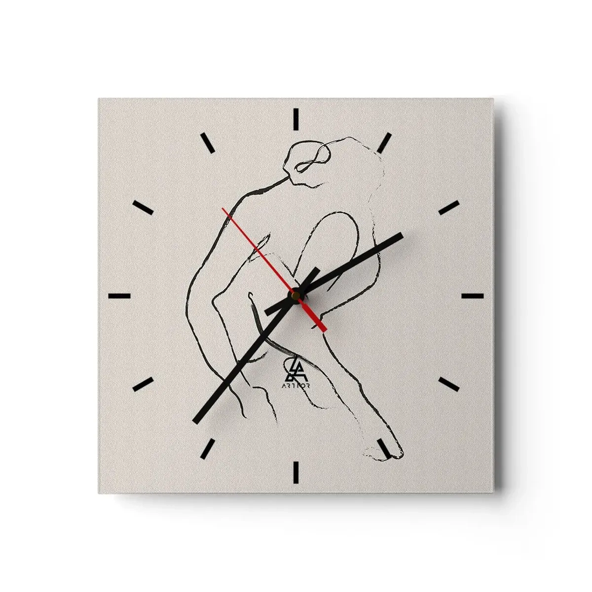 Väggklocka - Klocka på glas - Intim skiss - 30x30 cm